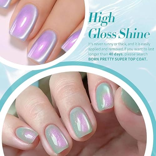 Born Pretty Magnetic Gel Nail Polish Set,Pastel Coral Sea Magnetic Eye Gel Jelly Glass Crystal Magnetic Gel Polish Nail Art Manicure Kit 6PCS thumbnail 3