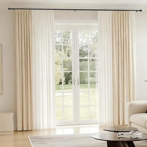 5/8” Diameter Curtain Rods 30-90 Inch, for 30-84 Inch Windows, Adjustable Splicing Black Curtain Rods for Windows with Brackets, Window Rod Long Small Curtains Rod thumbnail 2