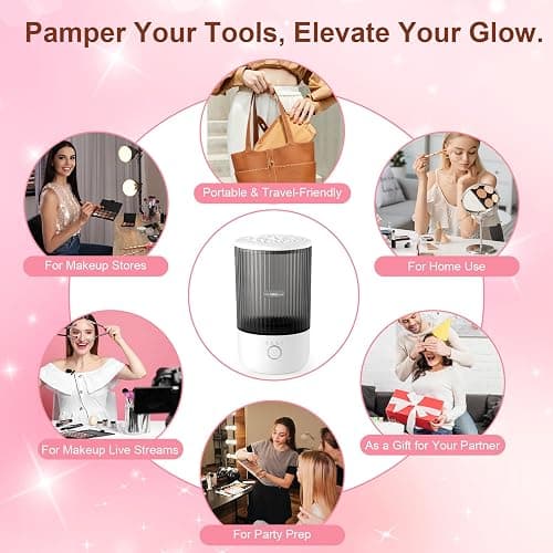 Electric Makeup Brush Cleaner, 6500RPM Automatic Makeup Brush Cleaner Machine, Portable Design with 1800mAh Rechargeable Battery for Makeup Brushes, Perfect Gift for Makeup Lovers thumbnail 7