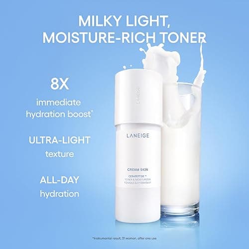 LANEIGE Cream Skin Toner & Moisturizer: Lightweight Refillable Korean Milky Toner with Ceramide & Peptide for Hydration, Firming, & Barrier Support thumbnail 2