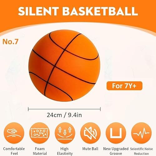 Silent Basketball, 2025 Upgrade Dribble Dream Silent Basketball, Grooved Foam Basket-Ball for Quiet Dribbling and Indoor Training, Foam Basket-Ball Indoor Training Ball(No. 7,9.4 in) thumbnail 2
