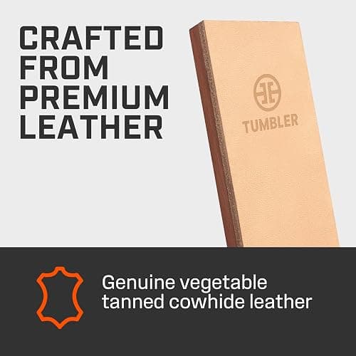 Tumbler Leather Strop for Knife Sharpening - Knife Companion for Tumbler Knife Sharpener Kit - Genuine Leather Knife Sharpening Strop thumbnail 4