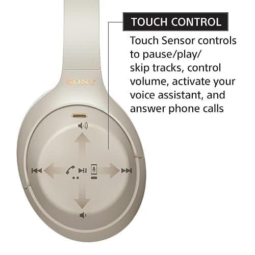 Sony WH-1000XM4 Wireless Premium Noise Canceling Overhead Headphones with Mic for Phone-Call and Alexa Voice Control, Silver WH1000XM4 - Silver - Headphones Only thumbnail 6