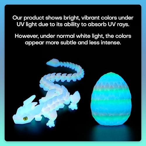 SYEFKJSA 3D Printed Dragon Eggs with Dragon Inside - 12Inch,Articulated Fidget 3D Printed Animals, Interesting Decorative Gift, Easter Basket Essentials Stuffers (Glow in The Dark) thumbnail 4