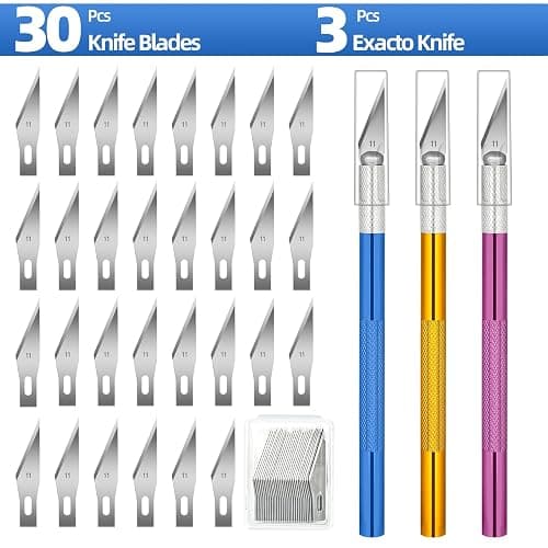 3 PCS Exacto Knife, Hobby Knife, Craft Knives with 30 PCS Spare Exacto Knife Blades(#11),Profession Craft Knifes for Crafts, Arts, Modeling, Scrapbooking, Stencil By XEKIGU, AK0103 thumbnail 3