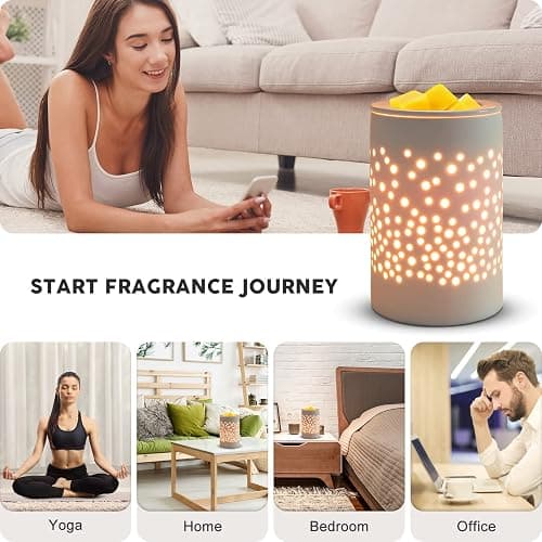 Bobolyn Ceramic Electric Wax Melt Warmer Candle Waxing Warmer Burner Melt Wax Cube Melter Fragrance Warmer- Ideal Gift for Wedding, Spa and Aromatherapy - A-halo House thumbnail 5