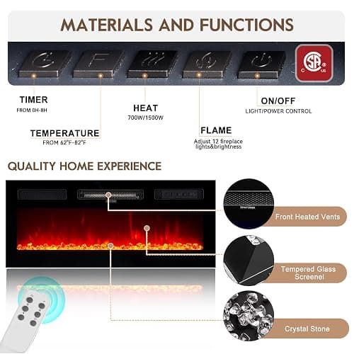 OneBlis 70" TV Stand for Living Room, Entertainment Center with Storage Cabinet, Fits TVs up to 80", Modern Media Console with Shelves, 36" Electric Fireplace (Grey+Black) thumbnail 4