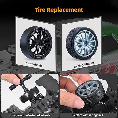 Sakeye 1/16 RC Drift Car 2.4GHz 1:16 4WD High Speed Remote Control Cars Vehicle with LED Lights Two Batteries and Drifting Tires Racing Cars Toy for Adults Boys Girls Kids - Blue+wh86 thumbnail 4