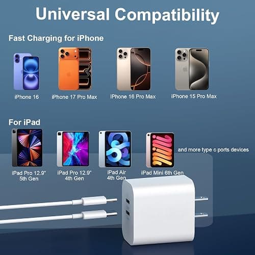 iPhone 17 16 15 Charger Fast Charging Cord, 10FT Long USB C Charging Cable with 20W Type C Charger Block for iPhone 17 Pro Max/17 Pro/17/, 16 15 Pro Max/16 15 Pro/16 15,iPad Pro/Air, Android Phone thumbnail 4