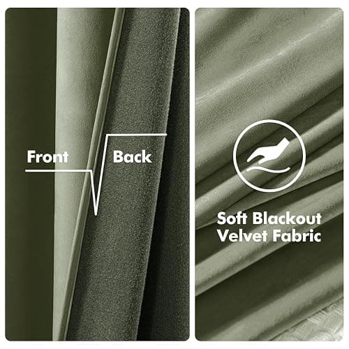 MIULEE Velvet Curtains Sage Green Elegant Grommet Curtains Thermal Insulated Soundproof Room Darkening Curtain/Drapes for Classical Living Room Bedroom Decor 52 x 84 Inch Set of 2 thumbnail 4