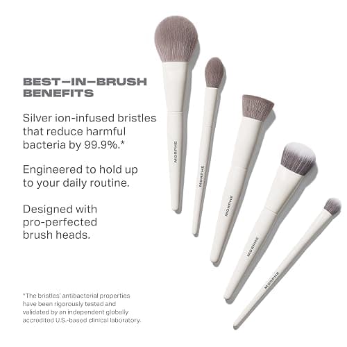 Morphe Portrait Mode 5 Piece Makeup Brush Set - Professional Makeup Brushes for Foundation, Concealer, Powder, Bronzer - Expertly Engineered Face Brush Kit for Smooth, Streak-Free Application (5 ct) thumbnail 4