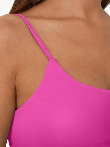 Trendy Queen Womens Spaghetti Strap Tank Top Summer Double Lined Workout Camisole Going Out Cute Tops Y2k Teen Girl Basic - Hotpink - Small thumbnail 5