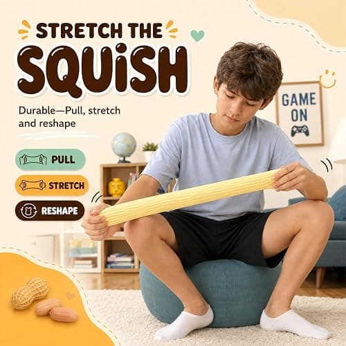Large Peanut Squishy Toy, 6.7-Inch Squeeze Fidget,Realistic Textured Sensory Stress Toy for Teens Adults, Desk Play, Home & Office, Christmas White Elephant Gifts thumbnail 7