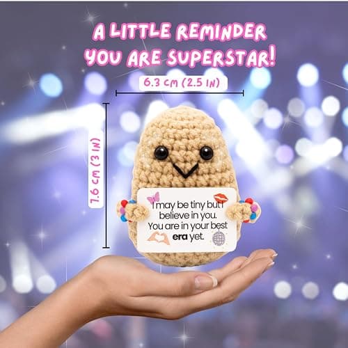 Handcrafted Crochet Fan Girl Plush Figure, Small Decorative Plush, Music Theme, Desk Decoration, Teen Gift Stocking Stuffer Christmas Emotional Support Ages 14+ thumbnail 3