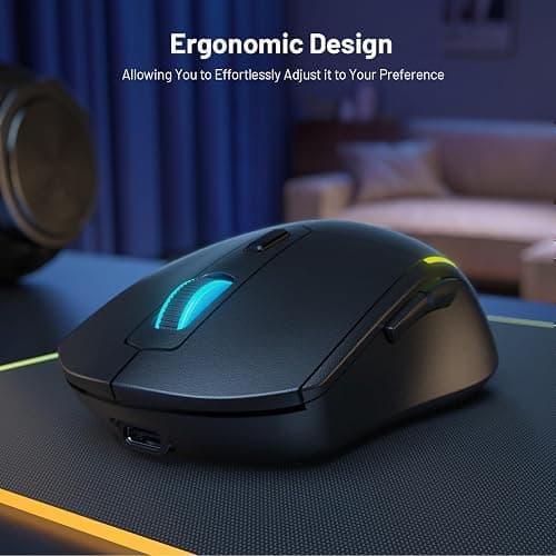 Snpurdiri 60% Wireless Gaming Keyboard and Mouse Combo,LED Backlit Rechargeable 2000mAh Battery,Small Membrane But Mechanical Feel Keyboard + Popular RGB Mice for Gaming,Business Office thumbnail 5