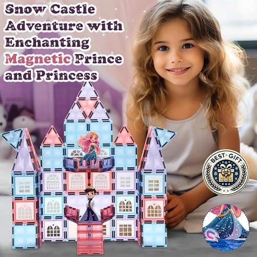 Little Pi Frozen Magnetic Tiles 3 Year Old Girl Gifts 5 Year Old 4 Year Old Girl Birthday Gifts Princess Toys Magnet Tiles Building Blocks Castle Age 3 4 5 6 7 8 thumbnail 2