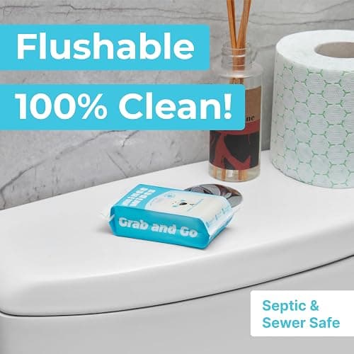 Impossibly Compact Travel Flushable Wipes - 99.5% Water and Aloe - Safe for Sensitive Skin, Hypoallergenic & Unscented - Travel Essentials for Adults, Kids & Baby Care - 8 Pack Total 48 Wipes thumbnail 6