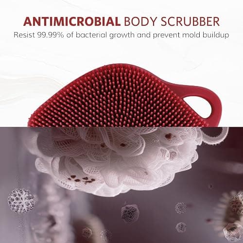Sndyi Christmas Silicone Body Scrubber, Limited Edition Leaf-Shaped Shower Brush for Gentle Cleanse & Exfoliation, Soft Silicone Loofah Body Brush for Sensitive Skin, Perfect Holiday Gift, Festive Red thumbnail 5
