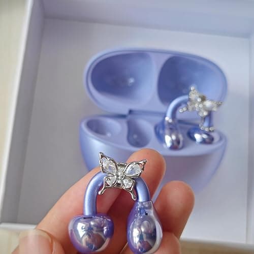 Butterfly Rhinestone for Clip on Earbuds Open Ear Accessories, Elegant Zirconia Decorative Earphone Accessories, Removable Exquisite DIY Decoration (Butterfly) thumbnail 7