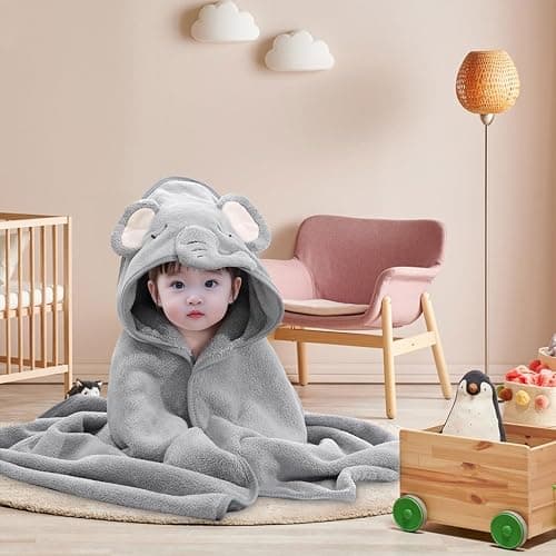 Dafencar Serviette Bebe, 3pcs Serviette Bebe Naissance, Super Absorbantes Serviettes et Sorties de Bain, Cape de Bain pour Piscine, à la Plage, Après la Douche ou Le Bain (80X80 cm) thumbnail 2