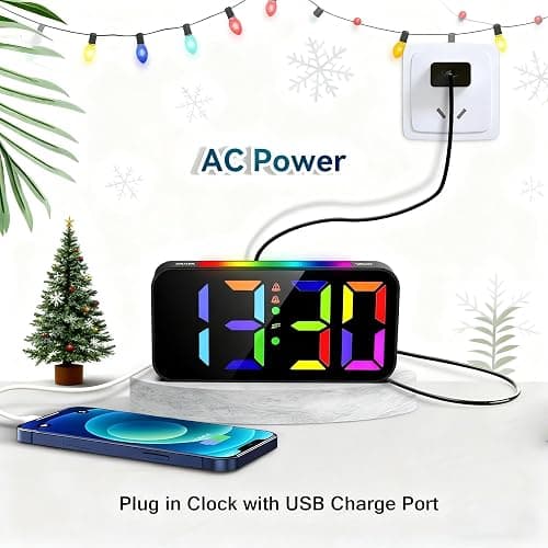 Topski Loud Alarm Clocks for Bedrooms Heavy Sleepers, Plug-in Digital Bedside Clock with Night Light, Large Display, Dual Alarm, Snooze, Dimmable for Kids Teens Boys Girls thumbnail 4