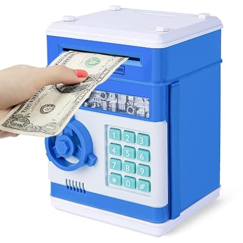 Refasy Piggy Bank Cash Coin Can ATM Bank Electronic Coin Money Bank for Kids Age 3-12, Money Savings Box Mini ATM Coin Bank Toys Gifts for 3 4 5 6 7 8 9 10 11 12 Year Old Boys Girls - Image 1