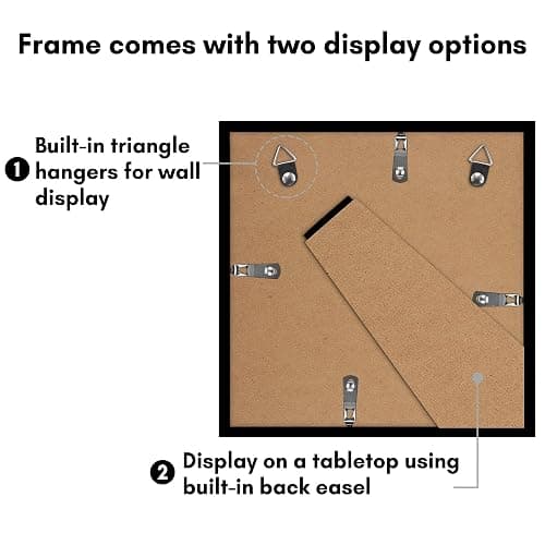 Americanflat 10x10 Picture Frame with Polished Plexiglass - Set of 5 - Use as 8x8 Frame with Mat or Display 10x10 Photo Without Mat - Galleria Collection - Square Frames for Tabletop or Wall - Black thumbnail 6