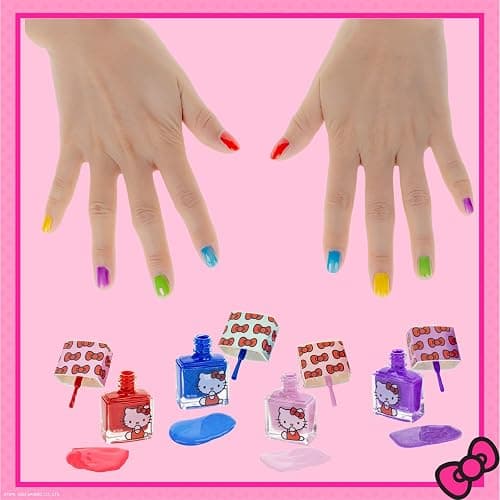 Hello Kitty Train Case Cosmetic Makeup Set Includes Lip Gloss, Eye Shimmer, Nail Polish, Hair Accessories & More! For Girls, Ages 6+ Perfect for Parties & Makeovers by Townley Girl thumbnail 6
