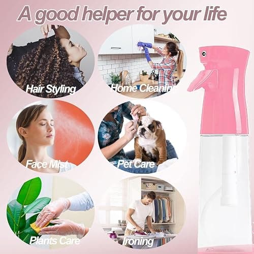 6pcs Hair Styling Comb Set with Continuous Spray Bottle 200ml, Rat Tail Comb Edge Control Hair Brush for Back Brushing, Combing, Braiding, Slicking for Women(pink) thumbnail 7