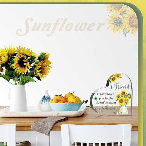 Chunful Christian Gifts for Friends Women Religious Birthday Friendship Gifts for Inspirational Friend Women Coworker Glass Crystal Table Wedding Centerpieces Decor(Sunflower Style) thumbnail 5