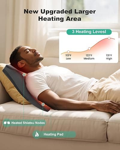 Cordless Shiatsu Neck Massager with Heat & Vibration, Back Neck Shoulder Massager For Deep Tissue, 4D Kneeding Back Massage Pillow, Rechargeable Portable Massage, Gifts for Mom,Dad thumbnail 3