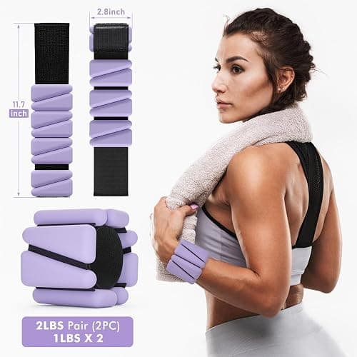 Wrist Weights, Ankle Weights for Women Men, Adjustable Wrist Weighted Bracelet for Home Gym Workout, Running, Yoga, Exercise, Strength Training, Set of 2 (1LB Each) thumbnail 2