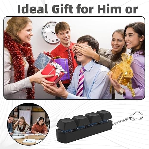 2Pcs Keyboard Fidget Toy, Fidget Toys, Quality and Built to Last, Clicky Fidgets Toy, Portable Fidgets Keyboard 4 Buttons with Keychain, Fashional Functional Gifts for Adults and Kids (Black Clicky) thumbnail 7