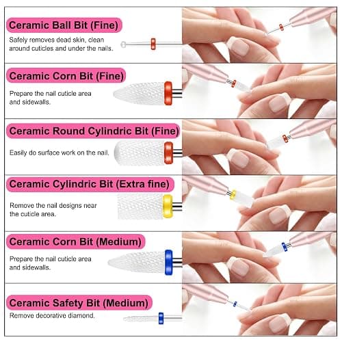 Cellentool 25Pcs Nail Drill Bits Set with Storage Box, 3/32 Inch Tungsten Ceramic Diamond Carbide Nail Drill Bits for Acrylic Gel Polish, Cuticle Efile Remover for Manicure Pedicure thumbnail 3