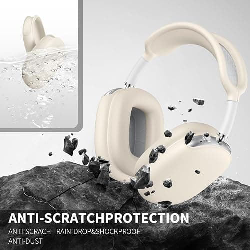 Maxjoy for Airpods Max Case, Soft Silicone Ear Cups Cover/Ear Pad/Headband Cover for Apple Headphones, Anti-Scratch Accessories Protective Case for Airpods Max, Stone thumbnail 3