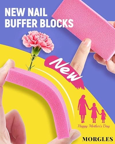 MORGLES Nail File and Buffer Blocks with Nail Care Kit, 13 Pcs Manicure Kit for Women with Milk and Honey Cuticle Oil and Cuticle Trimmer Set thumbnail 3