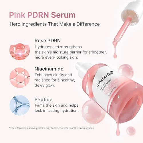 medicube PDRN Pink Peptide Serum, Pink glow serum, Peptide, Niacinamide, Hydrating & Moisturizing & Firming, Uneven Skin Tone, Korean Skincare | 1.01 fl.oz. (1.01 fl.oz., Rose PDRN (Vegan)) thumbnail 3