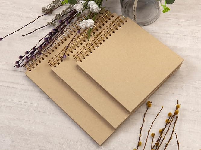 potricher 12 x 12 Inch Large DIY Scrapbook Photo Album 80 Pages Thick Kraft Blank Yellow Paper Memory Book for Wedding and Anniversary Family (Yellow, 12 Inch) thumbnail 6