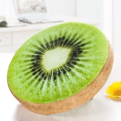 HYSEAS Round Throw Pillows 14 Inch Kiwi, 3D Print Decorative Plush Funny Fruit Stuffed Cushions Seat Pad for Couch, Chair, Floor, Sofa thumbnail 7