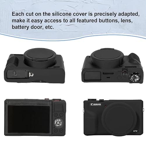 Canboc Case for Canon PowerShot G7X Mark III Digital Camera, 1* Hard Carrying Case + 1* Soft Silicone Cover with Removable Lens Cover, Black (Case Only) thumbnail 6