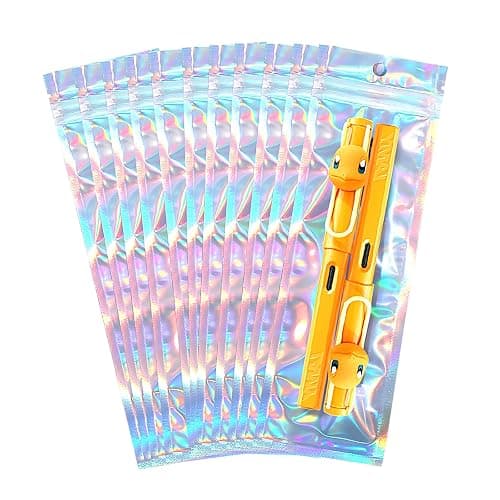 100 Pcs 2.7x9 Inch Holographic Pen Bags - Resealable Smell-Proof Packaging Bags for Party Favors, Food Storage, Cosmetics, Jewelry, Craft Supplies & Lip gloss - Image 1