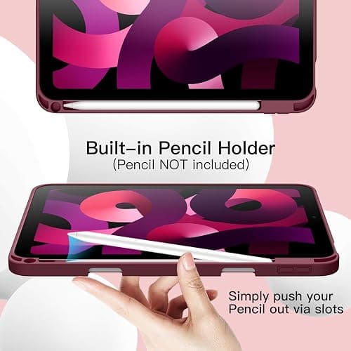 JETech Case for iPad Air 11-Inch M3/M2 (2025/2024), iPad Air 5/4 (2022/2020 5th/4th Generation 10.9-Inch) with Pencil Holder, Slim Tablet Cover with Soft TPU Back, Auto Wake/Sleep (Wine) thumbnail 5