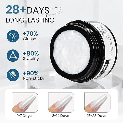 SUPWEE Clear and Pearl White Nail Extension Gel 3D Nail Art Sculpture Gel | 3d Sculpture Gel Hard Gel with Silicone Pen for Carving Patterns Decoration Home Manicure DIY for Women thumbnail 7
