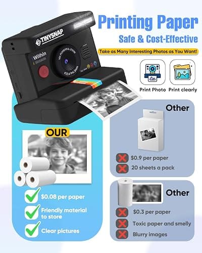 Eveedo Instant Print Camera for Kids,Dual Len Kids Cameras with 2.4 Inch Screen, Christmas Birthday Gifts for Girls Age 3-12, Portable Toddler Toy for 3 4 5 6 7 8 9 10 Year Old Girls Boys (Black) thumbnail 5