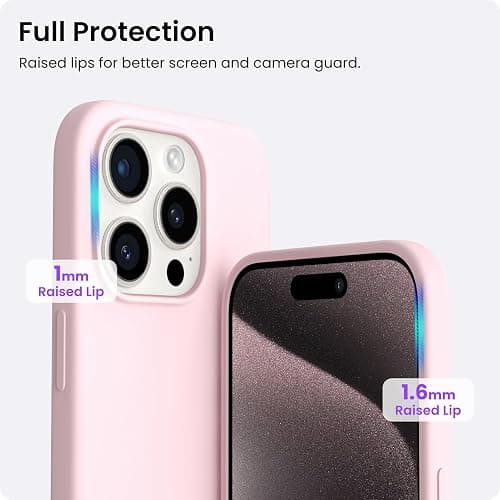 ORNARTO Compatible with iPhone 15 Pro Max Case 6.7", Slim Liquid Silicone 3 Layers Full Covered Soft Gel Rubber 15 Pro Max iPhone Case Cover 6.7 inch-Pink thumbnail 4