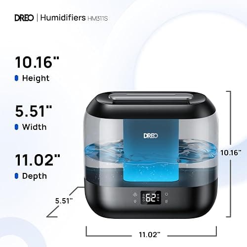 Dreo Smart Humidifiers for Bedroom, Top Fill 4L Supersized Humidifier Large Room with 28 dB, 36H Runtime, Touch/APP/Voice Control, Nightlight, Cool Mist Humidifiers for Baby, Plants, Indoor, Black thumbnail 2