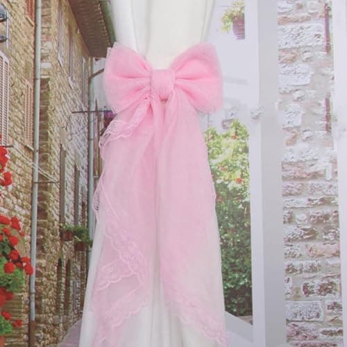 Crapyt 2 PCS Bowknot Curtain Tiebacks Outdoor Curtain Tiebacks for Bedrooms, Offices, Dining Rooms 16.93"×7.09" Pink thumbnail 2