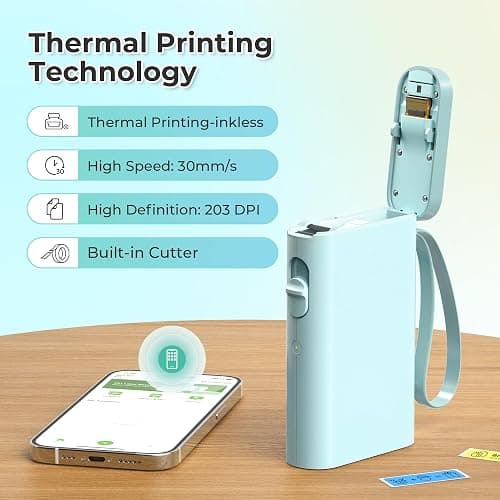 Nelko Label Maker Machine with Tape, P21 Bluetooth Label Printer, Wireless Mini Label Makers with Multiple Templates for School Office Home, Cyan thumbnail 5