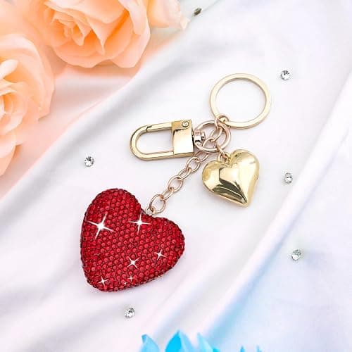 Heart Keychain Cute Bling Rhinestone Key Chain For Car Keys Bag Charms Purse Charms Accessories thumbnail 4