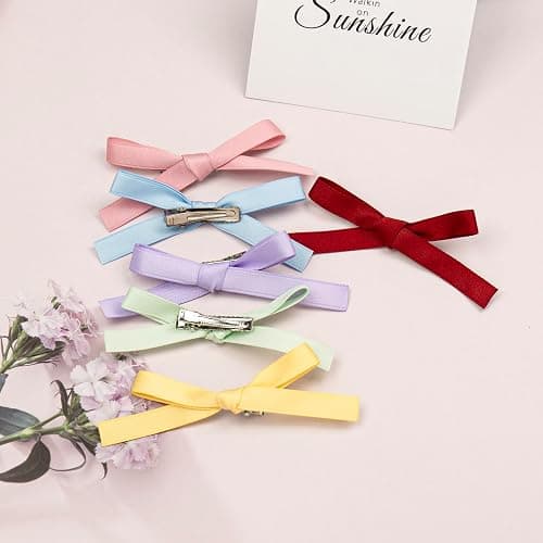 JGQUR 24PCS Hair Ribbons for Women - Small Hair Bows, Thin Bows for Girls, Ribbon Hair Clip Cute Hair Accessories for Daily Use, Birthday Gifts for Her, 8 Colors thumbnail 2